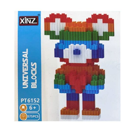 3Д конструктор из мини блоков XINZ Мишка KAWS 3 голуб.кор (575 блока)