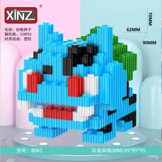 3Д конструктор из мини блоков XINZ Покемон Бульбазавр бир.кор (528 блока)