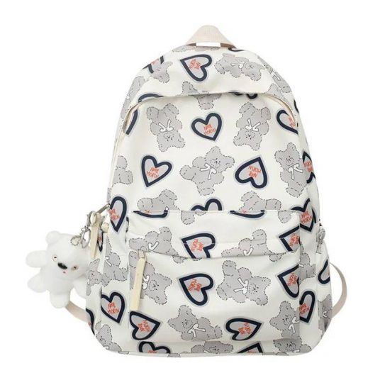 Рюкзак №091 с сердечками белый