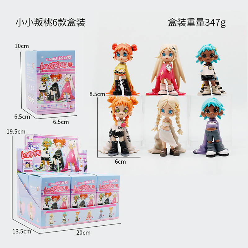 Набор аниме фигурок Lil Peach Riot Loading Series из 6-ти штук (цветные коробки)