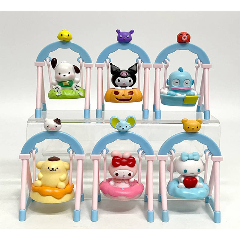 Набор аниме фигурок Kuromi My Melody в качельках из 6-и штук  (упаковка пакет)