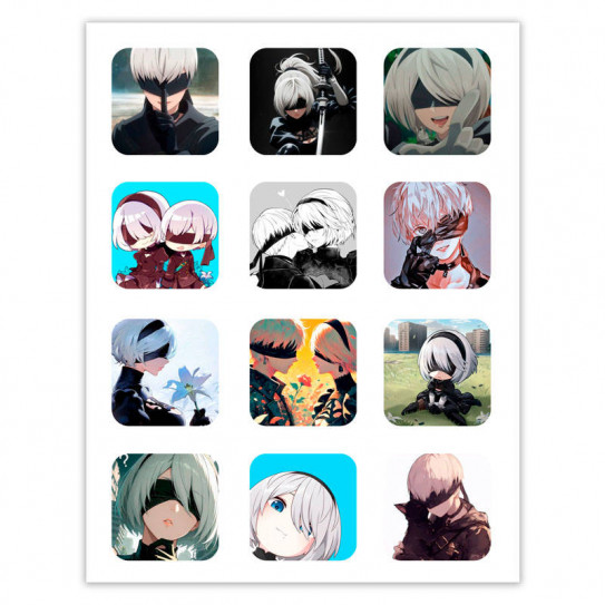 Набор 3D стикеров 12шт Nier Automata 1