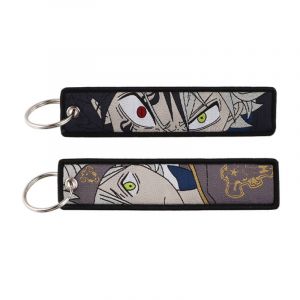 Брелок тканевый с кольцом Черный клевер 60