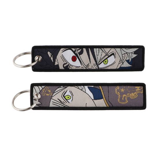 Брелок тканевый с кольцом Черный клевер 60