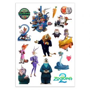 Набор стикеров А5 с вырубкой Зверополис 2