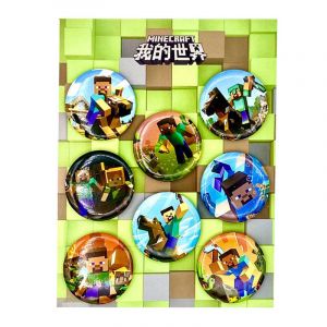 Набор значков 8 шт. 45 мл. на блистере Майнкрафт