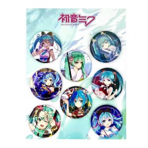 Набор значков 8 шт. 45 мл. на блистере Мику Хатсуне