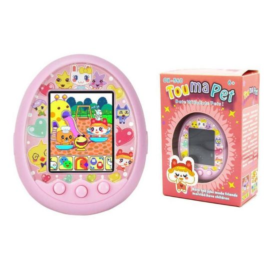 Тамагочи электронный питомец с цветным экраном, большой 7 см, питание 3хAAA (розовый)