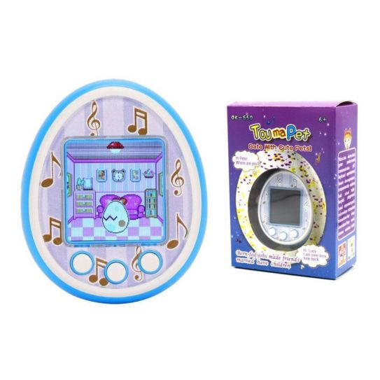 Тамагочи электронный питомец с цветным экраном, стандарт 6 см, питание аккумулятор Type-C (голубой)