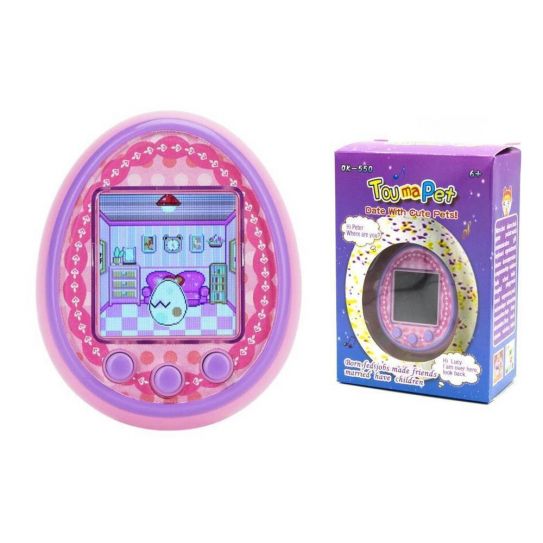 Тамагочи электронный питомец с цветным экраном, стандарт 6 см, питание аккумулятор Type-C (розовый)