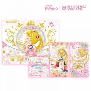 Блок с премиальными коллекционными карточками-бустерами 4 Сейлор-мун (13 бустеров, 26 карточек + 1 значок)