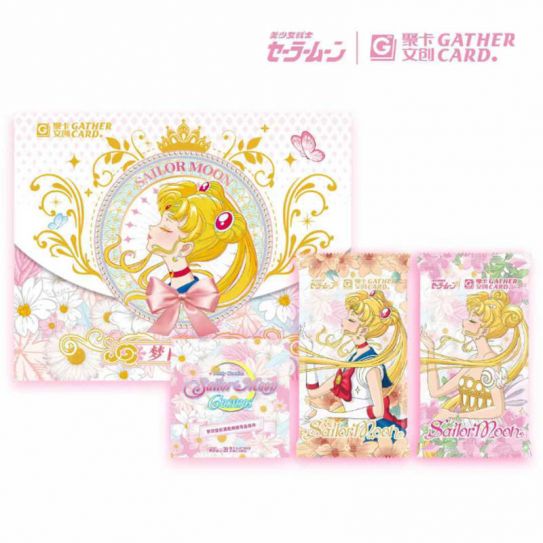 Блок с премиальными коллекционными карточками-бустерами 4 Сейлор-мун (13 бустеров, 26 карточек + 1 значок)