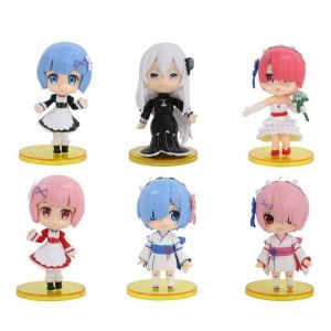 Набор аниме фигурок из 6-и штук набор 5 "Re: Zero – жизнь с нуля в другом мире" (10 см.) 1023 (X)