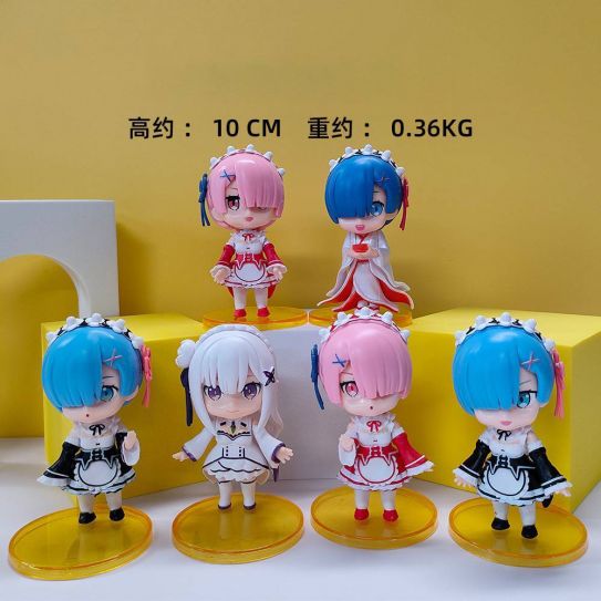 Набор аниме фигурок из 6-и штук набор 1 "Re: Zero – жизнь с нуля в другом мире" (10 см.) 1024
