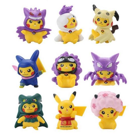 Набор аниме фигурок из 9-и штук Пикачу в костюмах "Pokemon" (4 см.) 1028