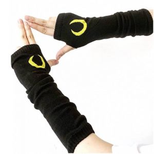 Перчатки-митенки черные с сейлор мун