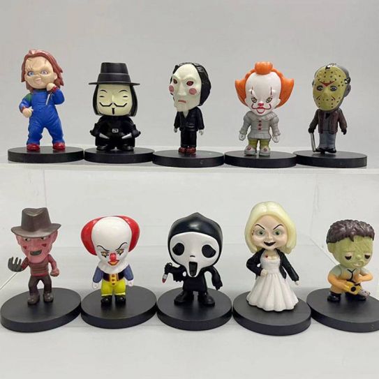 Набор аниме фигурок из 10-и штук  Злодеи из фильмов ужасов (пластиковый пакет)