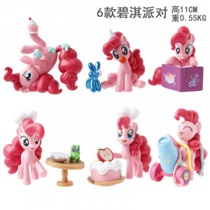 Набор аниме фигурок коллекционных Моя маленькая пони Pinkie Pie Party Time из 6-и штук (11 см.) (упаковка пакет)