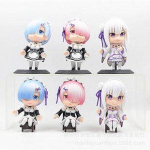 Набор аниме фигурок коллекционных Re:Zero. Жизнь с нуля в альтернативном мире из 6-и штук (10 см.) (упаковка пакет)