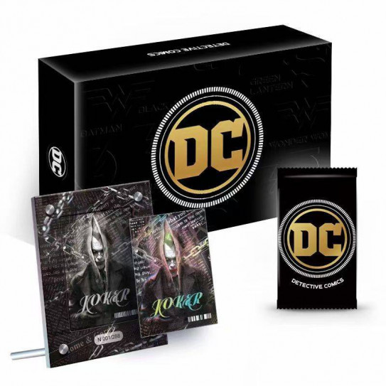 Блок с коллекционными карточками-бустерами DC Сomics 1 (5 бустеров по 2 карточки, 10 карточек + редая карточка в акриловой рамке)