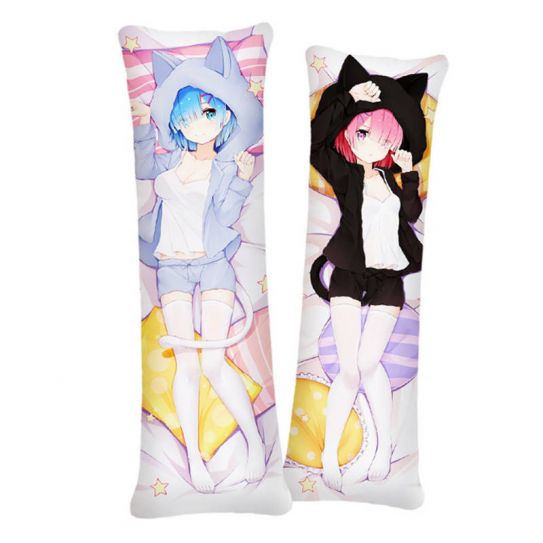 Наволочка для дакимакура 118 на 40 см РеЗеро Рэм и Рам