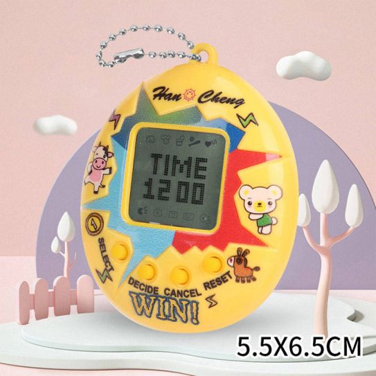 Тамагочи электронный питомец ч/б Яйцо на цепочке, 4 вида в ассорти