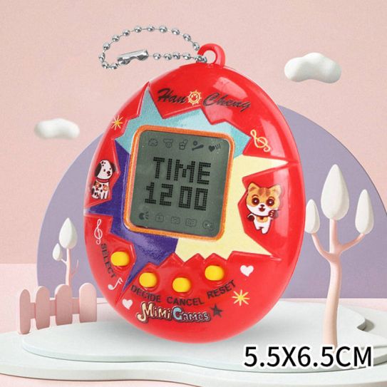 Тамагочи электронный питомец ч/б Яйцо на цепочке, 4 вида в ассорти