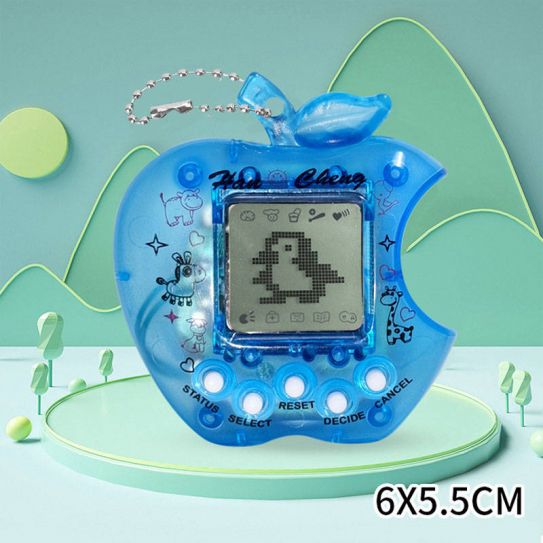 Тамагочи электронный питомец ч/б Яблоко на цепочке (прозрачный), 5 видов в ассорти