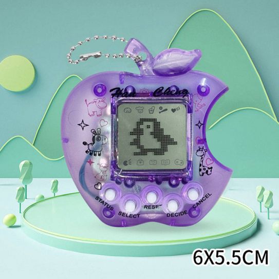 Тамагочи электронный питомец ч/б Яблоко на цепочке (прозрачный), 5 видов в ассорти