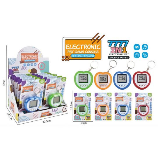 Тамагочи электронный питомец большой ч/б Сердечко на брелоке, 7см (цвет в ассортименте)