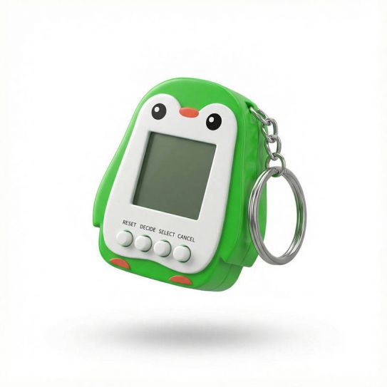 Тамагочи электронный питомец большой ч/б Пингвин на брелоке, 7.5см (цвет в ассортименте)