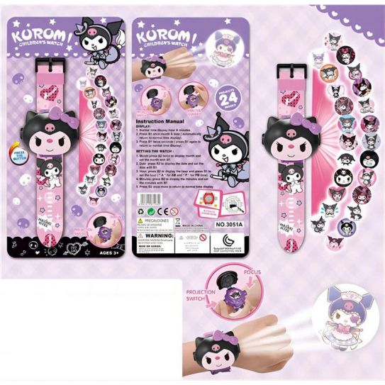 Детские наручные часы с проекцией Sanrio: Kuromi (24 проекции)