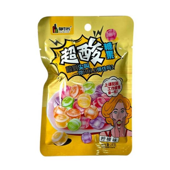 Леденцовые конфеты DUSHIKE с КИСЛЫМ вкусом ЛИМОНА 24ГР/20ШТ/12БЛ (цена за штуку)
