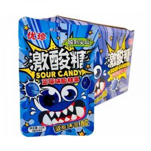 Леденцовые конфеты YOUZHEN с вкусом ЧЕРНИКА, КИСЛЫЕ 22гр/20шт/12бл (цена за штуку)