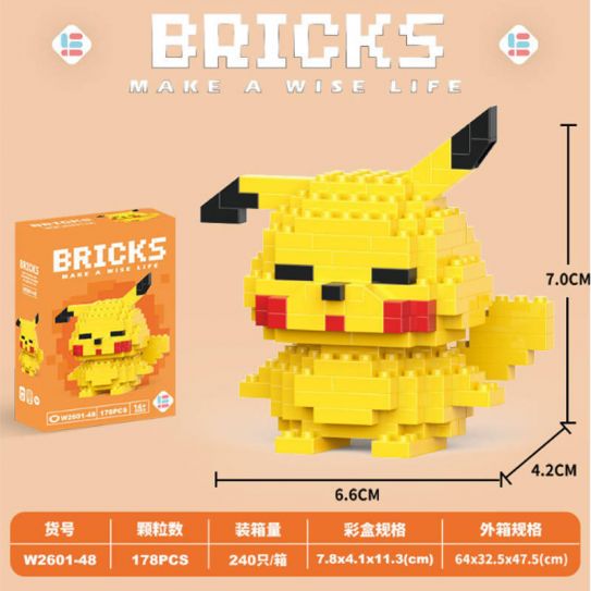 3Д конструктор из мини блоков BRICKS Пикачу