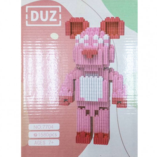 Конструктор из блоков DUZ Мишка розовый KAWS (1580 блока)