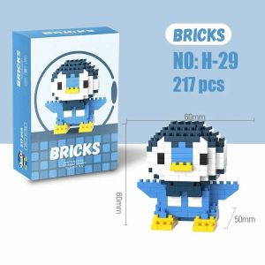 3Д конструктор из мини блоков BRICKS Пингвин стоит (син.кор)
