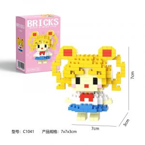 3Д конструктор из мини блоков BRICKS Сейлор Мун 1 желт. волосы (роз.кор)
