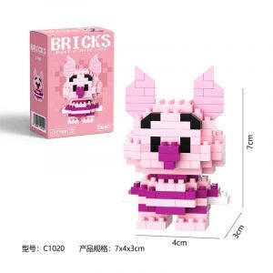 3Д конструктор из мини блоков BRICKS Пятачок из Винни Пуха (роз.кор)