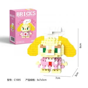 3Д конструктор из мини блоков BRICKS Собачка в платье (роз.кор)