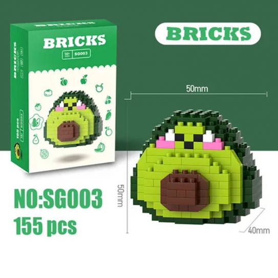 3Д конструктор из мини блоков BRICKS Авакадо (зел.кор)