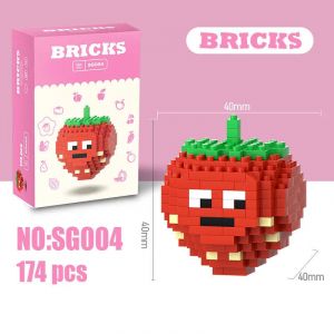 3Д конструктор из мини блоков BRICKS Клубничка (роз.кор)