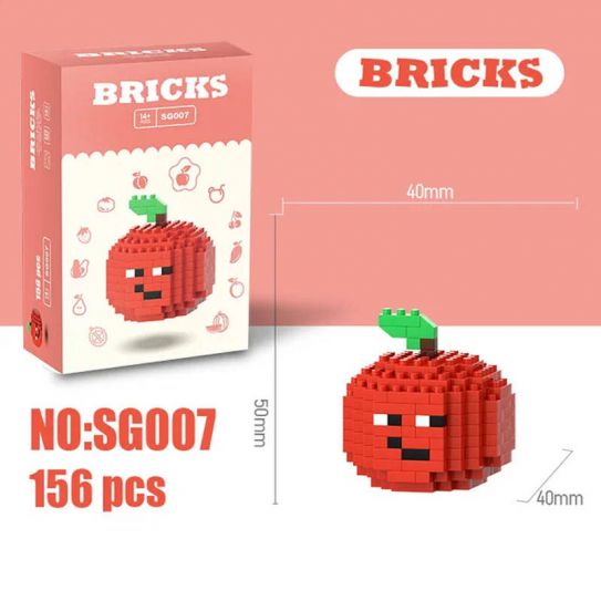 3Д конструктор из мини блоков BRICKS Яблочко (красн.кор)