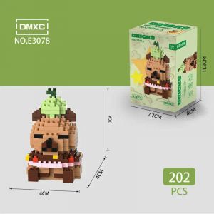 3Д конструктор из мини блоков BRICKS Капибара 1 сидит (зел.кор)