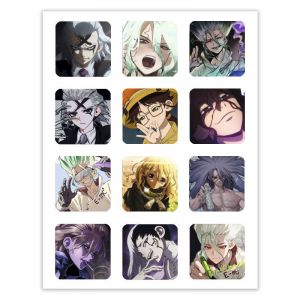 Набор 3D стикеров 12шт Доктор стоун 1