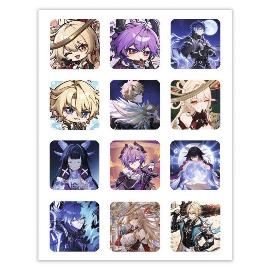 Набор 3D стикеров 12шт Геншин 1