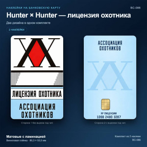 Наклейки на банковскую карту Hunter × Hunter — лицензия охотника, 2 шт., матовые с ламинацией (BC-086)
