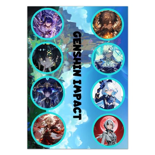 Набор стикеров А5 с вырубкой Геншин 1