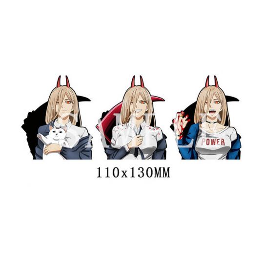 3D стикер наклейка большая "Человек-Бензопила" 38 (13,5 на 11,5 см)