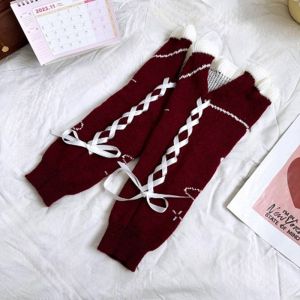 Вязаные гетры Синие Бордовые